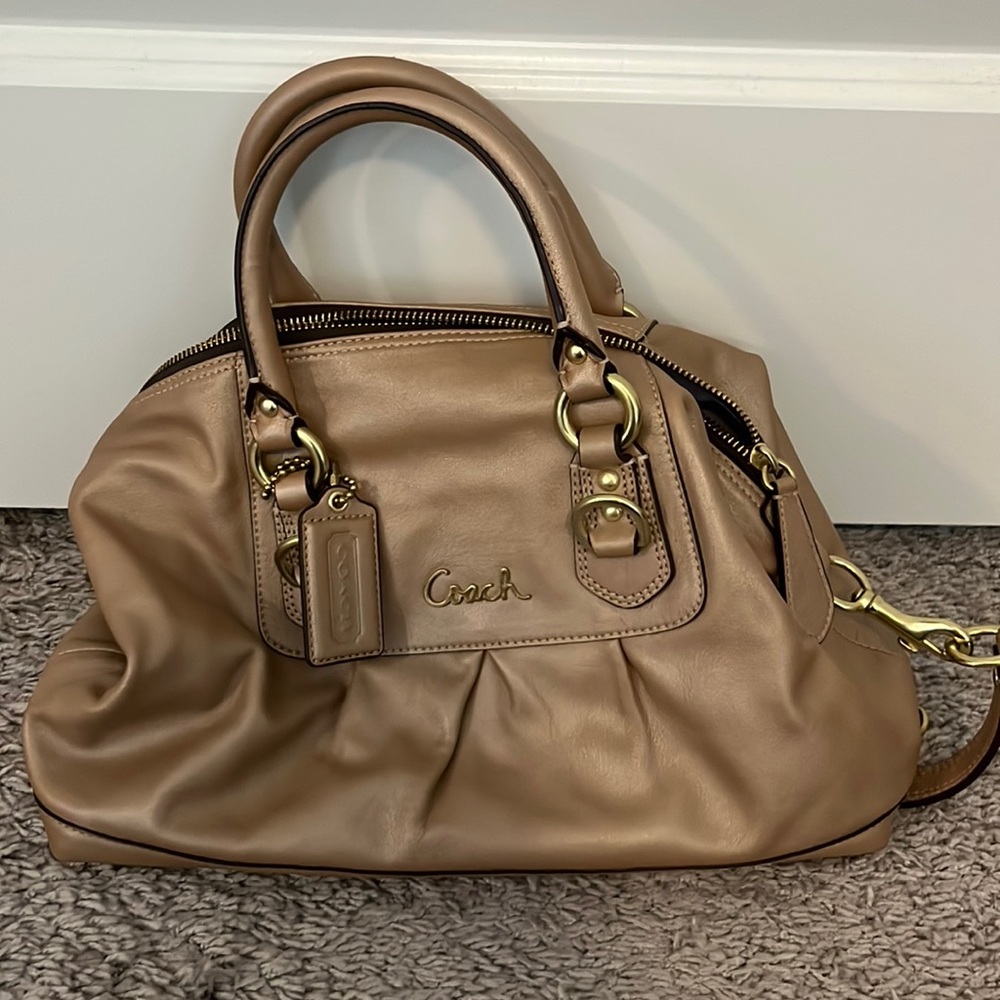 New Never Used Coach Champagne Leather Handbag